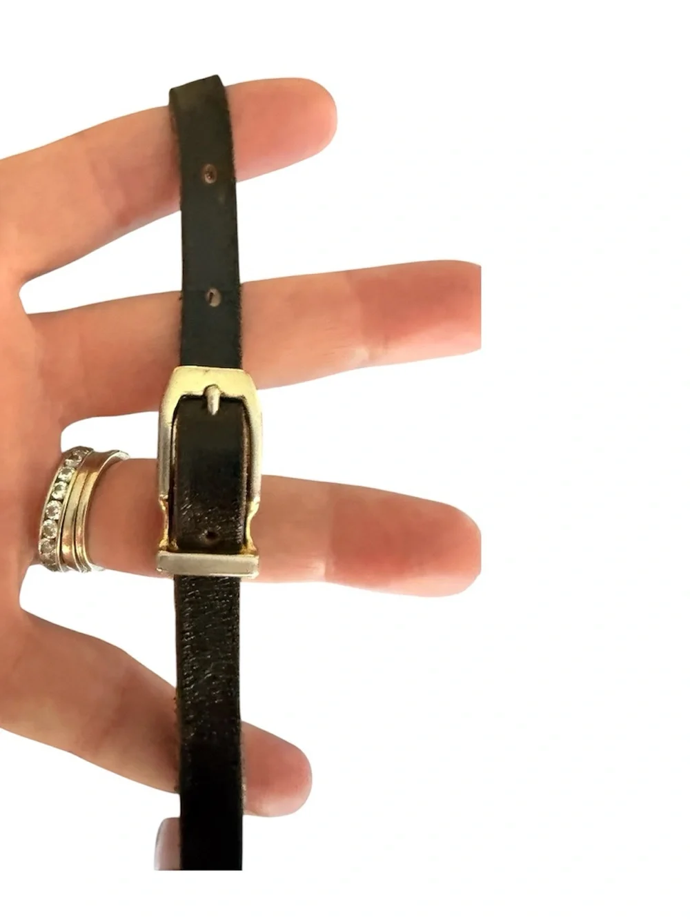 ✨ DISCO GLAM Vintage 1970s-80s Gold Chain Belt | Black Leather | High Waist